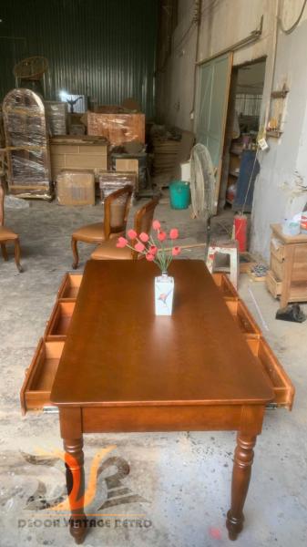 Bàn gỗ 6 ngăn vintage 15-08-25 - Hình mô tả 4