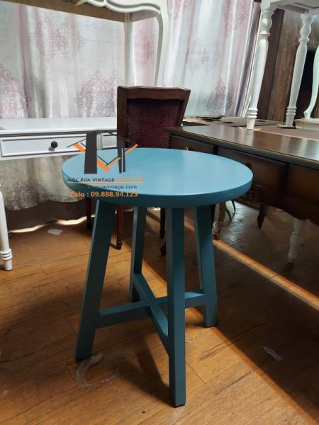 Bàn tròn gỗ vintage 11-08-23 - Hình mô tả 1