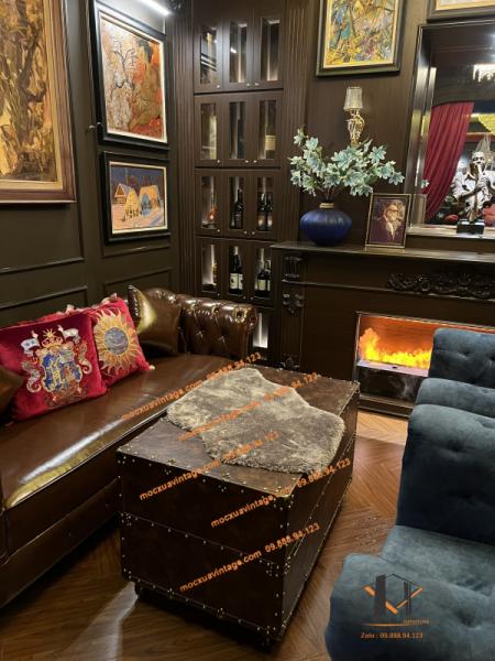 Rương bàn sofa bọc simili vintage 01-08-24 - Hình mô tả 3