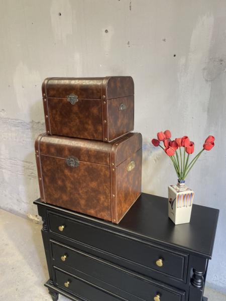 Rương gỗ bọc simili vintage size lớn 01-09-23 - Hình mô tả 1