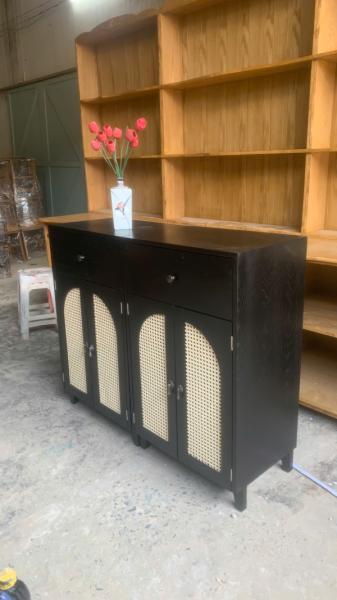 Tủ gỗ lưới mây vintage 02-03-25 - Hình mô tả 1