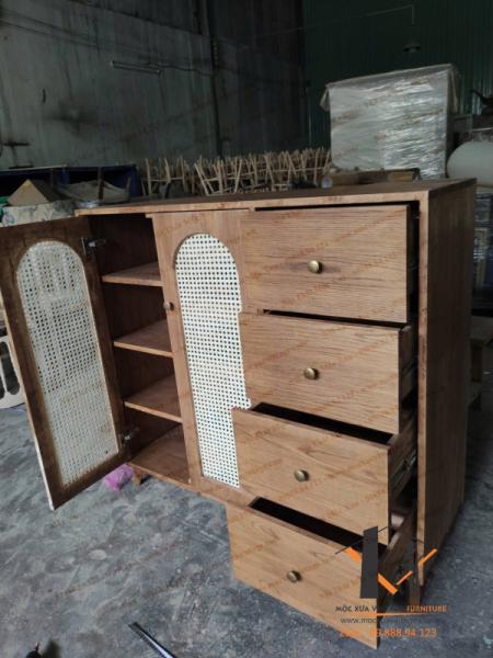 Tủ gỗ lưới mây vintage 05-02-25 - Hình mô tả 2