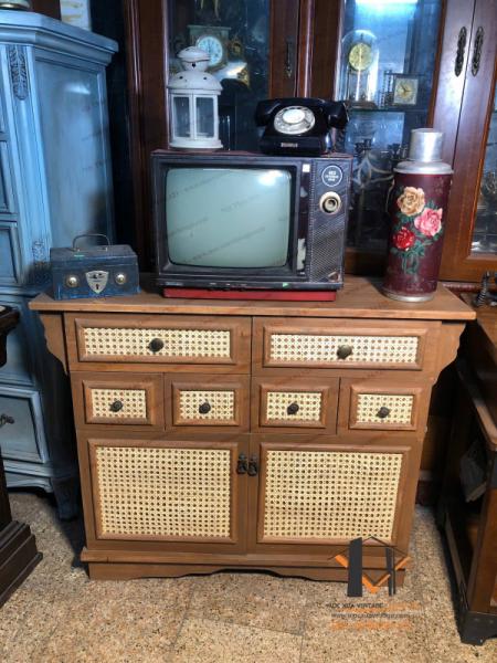 Tủ gỗ lưới mây vintage TG 02-2-23