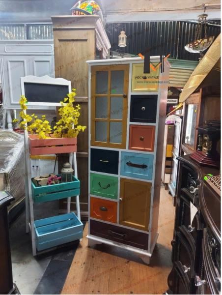 Tủ gỗ nhiều màu vintage TG 06-06-23 - Hình mô tả 1