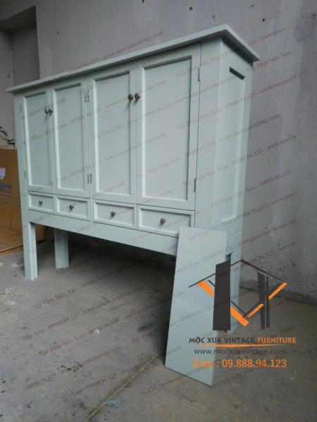 Tủ gỗ vintage - Xanh 02-04-25