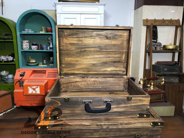 Vali gỗ vintage size trung 03-08-23 - Hình mô tả 1